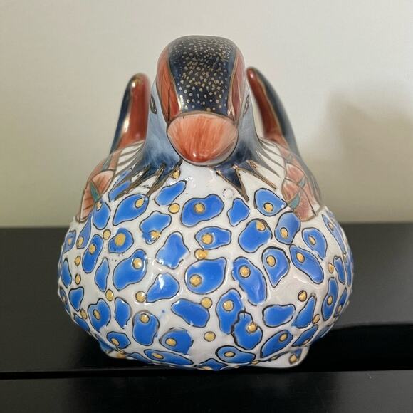 6.5" x 4" Andrea Sadek? Brightly Colored Oriental Painted Ceramic Duck - Picture 2 of 5